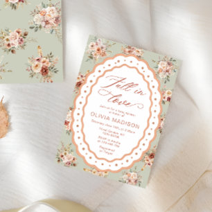 Invitation Baby-Shower Élégant Floral Automnal