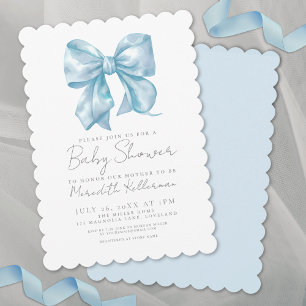 Invitation Baby Shower Élégant Garçon Coquette Bleu Arc-en-ci