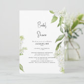 Invitation Baby Shower Élégant Hydrangea Blanche (Debout devant)
