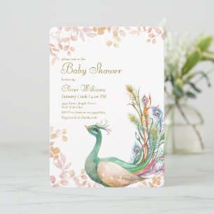 Invitation Baby Shower élégant moderne neutre Paon