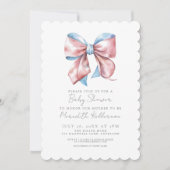 Invitation Baby Shower Élégant Nœud (Devant)