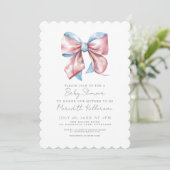 Invitation Baby Shower Élégant Nœud (Debout devant)