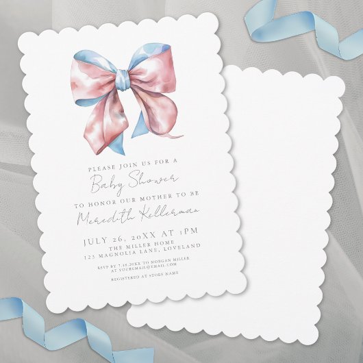 Invitation Baby Shower Élégant Nœud
