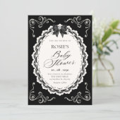 Invitation Baby shower élégant noir (Debout devant)