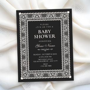Invitation Baby shower élégant noir