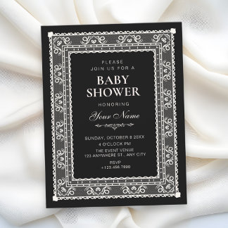 Invitation Baby shower élégant noir