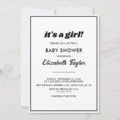 Invitation Baby shower Élégant Noir Et Blanc Minimal Chic (Devant)