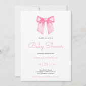 Invitation Baby shower Elegant Pink Bow (Devant)