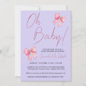 Invitation Baby shower Elegant Pink Bow (Devant)