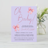Invitation Baby shower Elegant Pink Bow (Debout devant)