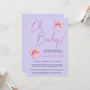 Invitation Baby shower Elegant Pink Bow
