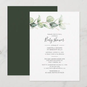 Invitation Baby-Shower Élégant pour Futur Couple avec Feuilla
