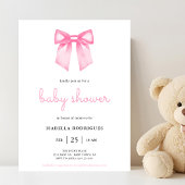 Invitation Baby shower Elegant Rose Aquarelle Bow