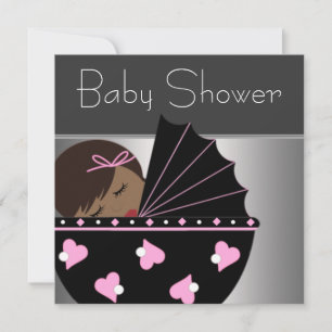 Invitation Baby-Shower élégant rose et noir