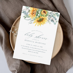 Invitation Baby Shower Élégant Rustique au Tournesol