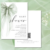 Invitation Baby shower élégant Sage Green Bow