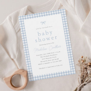 Invitation Baby Shower Élégant Simple Bleu Poussiéreux pour G
