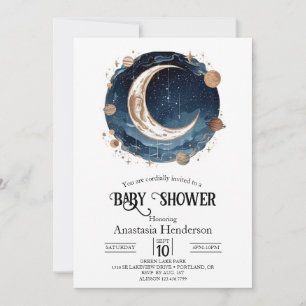 Invitation Baby shower Élégant Simple Stars