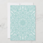 Invitation Baby Shower Élégant Turquoise et Blanc en Dentelle (Dos)