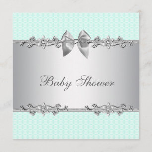 Invitation Baby Shower Élégant Vert Menthe