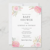 Invitation Baby shower élégante de fleurs roses (Devant)