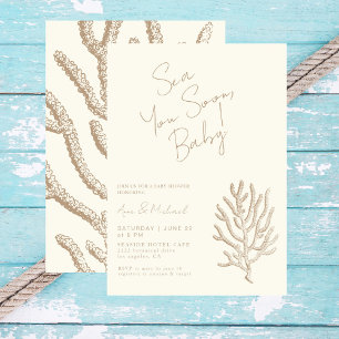Invitation Baby shower Elegante Mar Náutico Pronto Moda