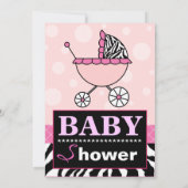 Invitation Baby shower élégante rose et zèbre (Dos)