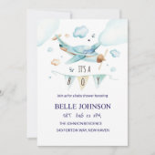 Invitation Baby shower élégante - Thème avion (Devant)