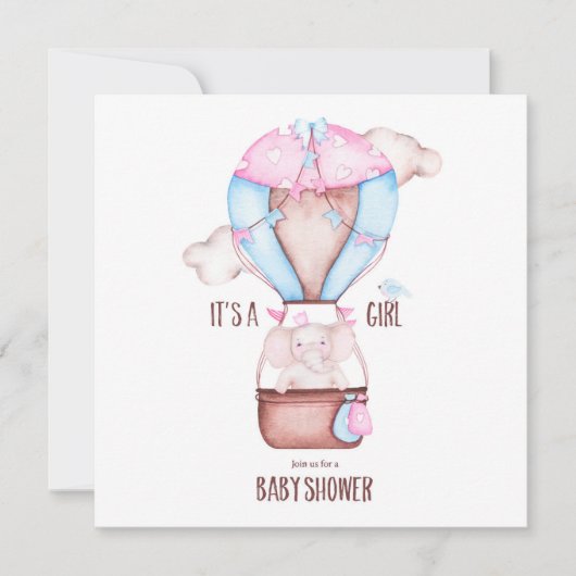 Invitation Baby shower éléphant (Devant)