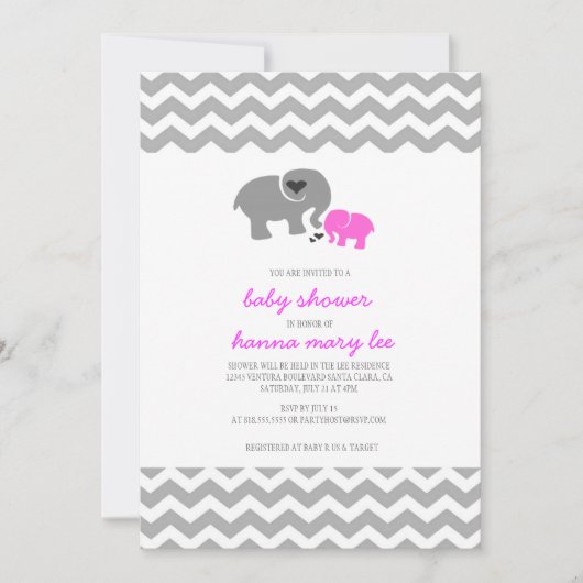 Invitation Baby shower éléphant (Devant)