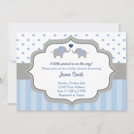 Invitation Baby shower éléphant (Devant)
