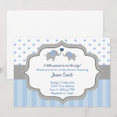 Invitation Baby shower éléphant (Devant / Derrière)