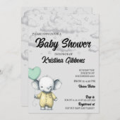 Invitation Baby shower éléphant (Devant / Derrière)