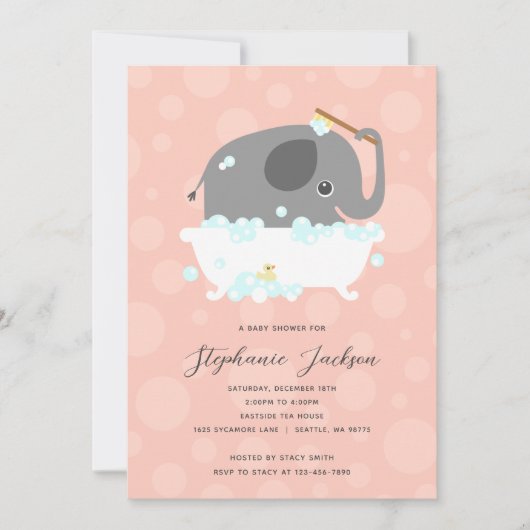 Invitation Baby shower éléphant (Devant)