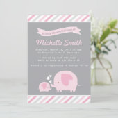 Invitation Baby shower éléphant (Debout devant)