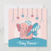 Invitation Baby shower éléphant (Devant)
