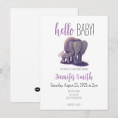 Invitation Baby shower éléphant (Devant / Derrière)