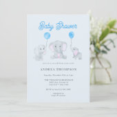 Invitation Baby shower éléphant (Debout devant)