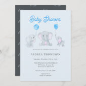 Invitation Baby shower éléphant (Devant / Derrière)