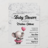 Invitation Baby shower éléphant (Devant / Derrière)