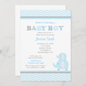 Invitation Baby shower éléphant (Devant / Derrière)