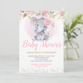 Invitation Baby shower éléphant (Debout devant)
