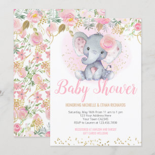 Invitation Baby shower éléphant