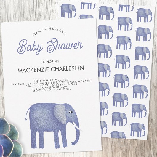 Invitation Baby shower éléphant