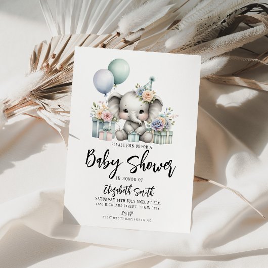 Invitation Baby shower éléphant