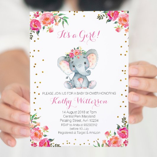 Invitation baby shower éléphant
