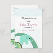 Invitation Baby shower éléphant (Devant / Derrière)