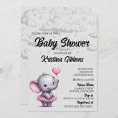 Invitation Baby shower éléphant (Devant / Derrière)
