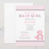 Invitation Baby shower éléphant (Devant / Derrière)