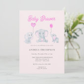 Invitation Baby shower éléphant (Debout devant)